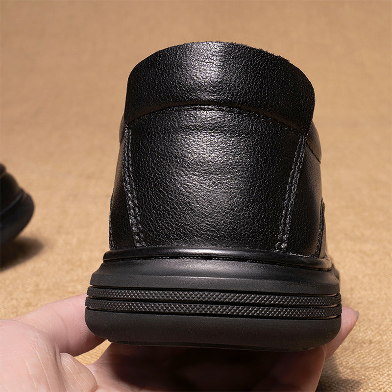 Men's Autumn Fashion Business British Round Toe Men's Casual Leather Shoes