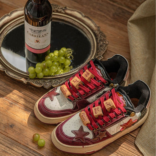 Red Wine Platform Star Retro National Sneakers