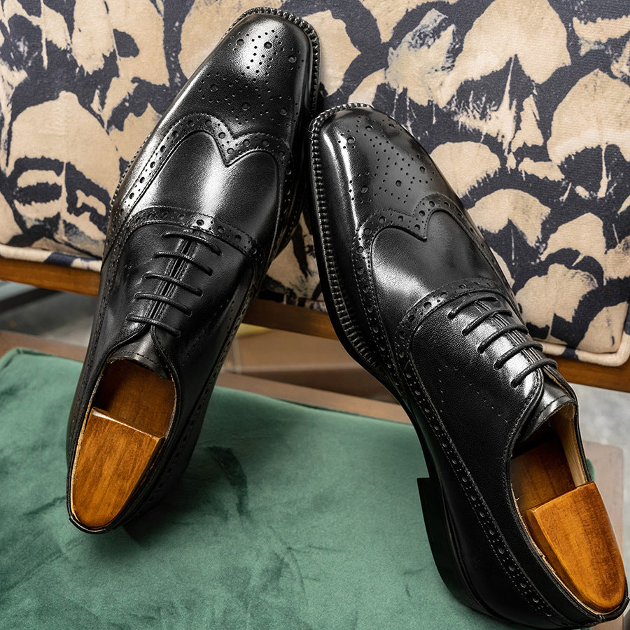 Men's Lining Business Formal Wear British Square Toe Leather Shoes