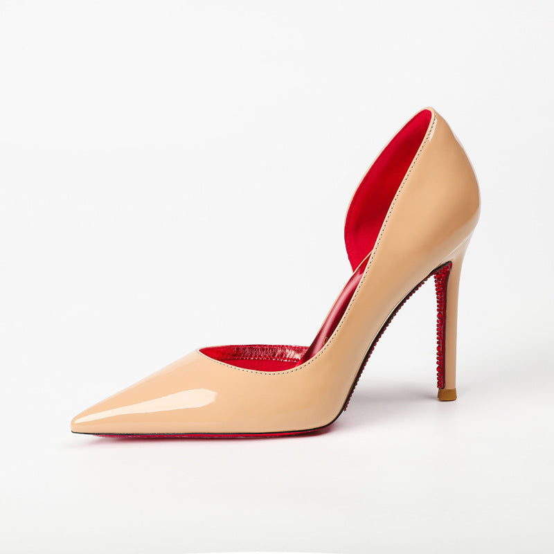With Toe Protection Air Cotton Side Empty Pointed Red High Women's Fashion Shoes