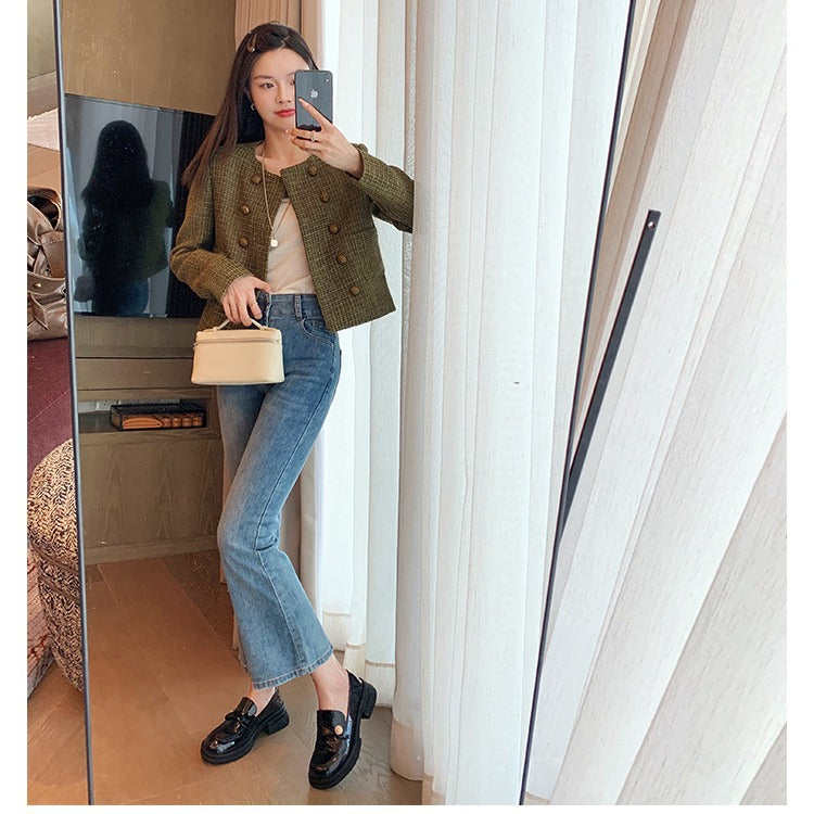Women's Small Gold Coins British Style Thick Loafers