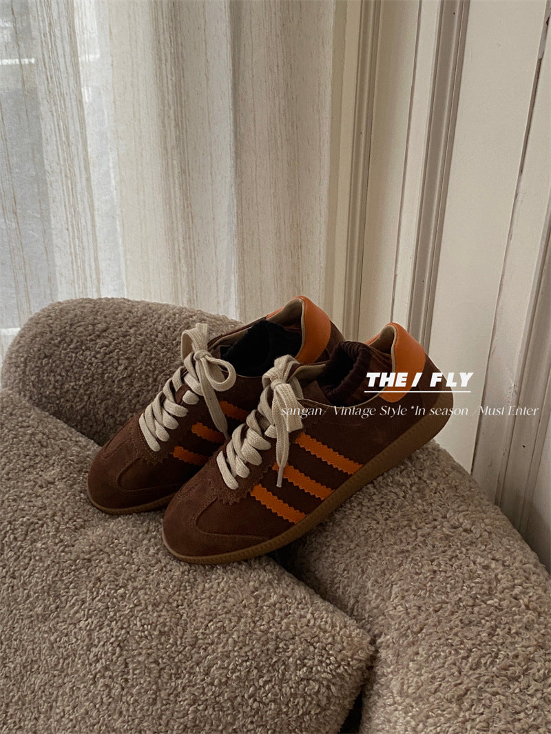 Women's German Training Large Collection Three Bars Cowhide Stitching Leisure Casual Shoes