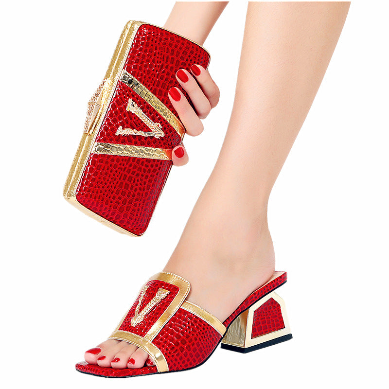 Women's High V Buckle The Wedding Party To Bag Heels