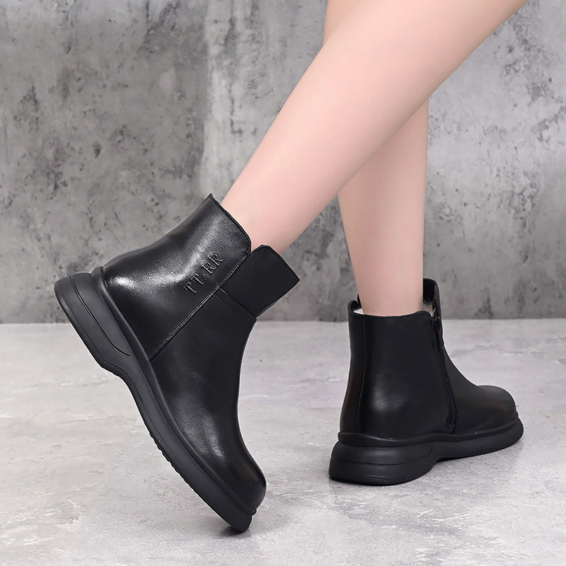 Women's Layer Cowhide Thickened Wool Mother Fur Integrated Snow Boots