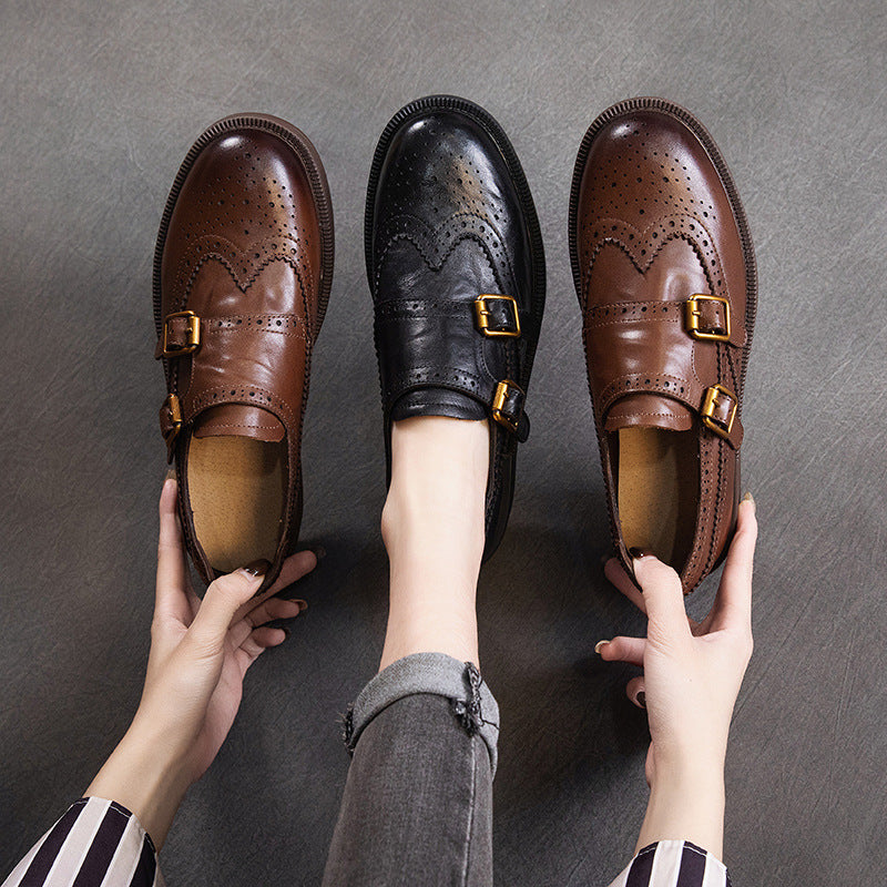 Women's First Layer Cowhide Flat Soft Bottom Loafers