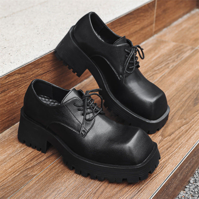 Men's Paris Platform Elevator Wild British Derby Leather Shoes