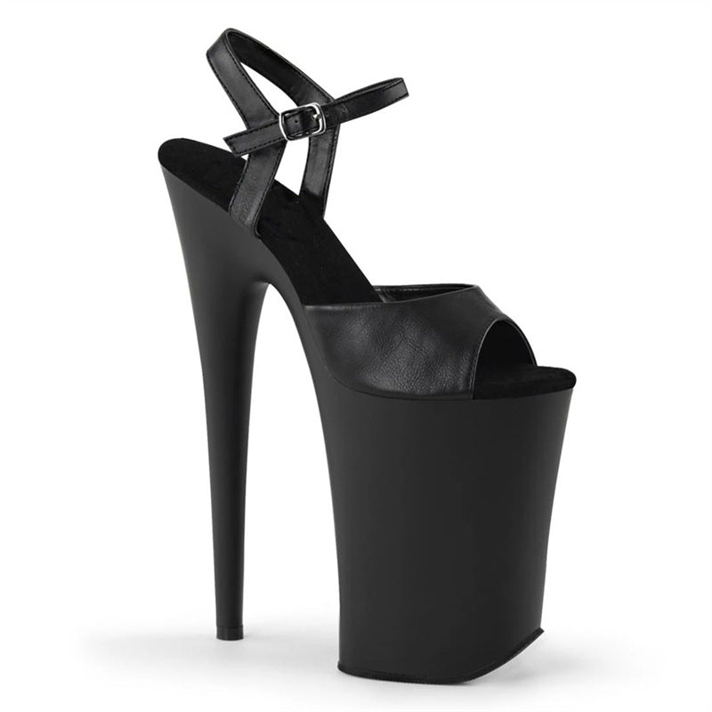 Black Strip Plus Size Fashion Stiletto Sandals