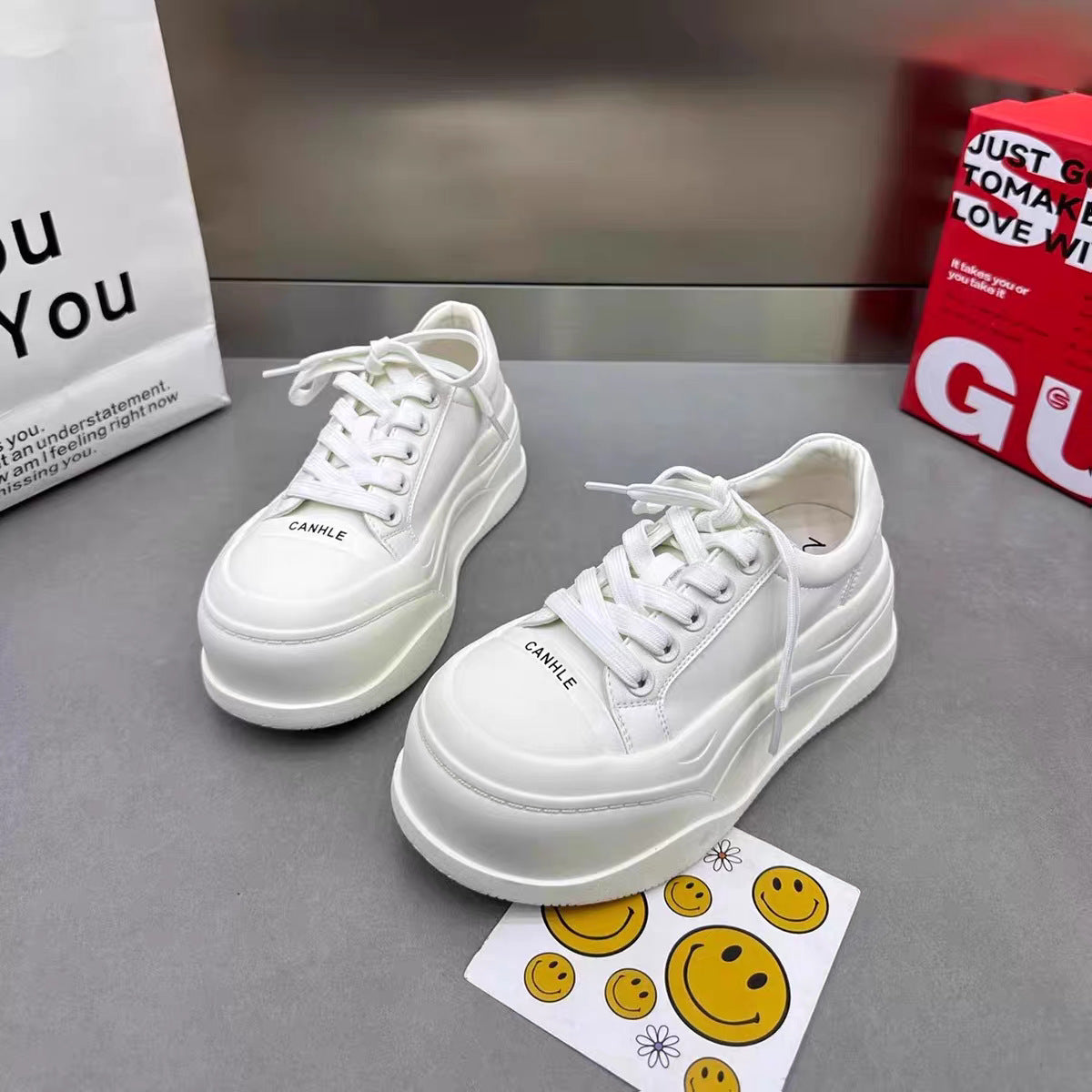 Women's Invisible Height Increasing White Summer Thick Bottom Small Versatile Genuine Women's Sports Shoes