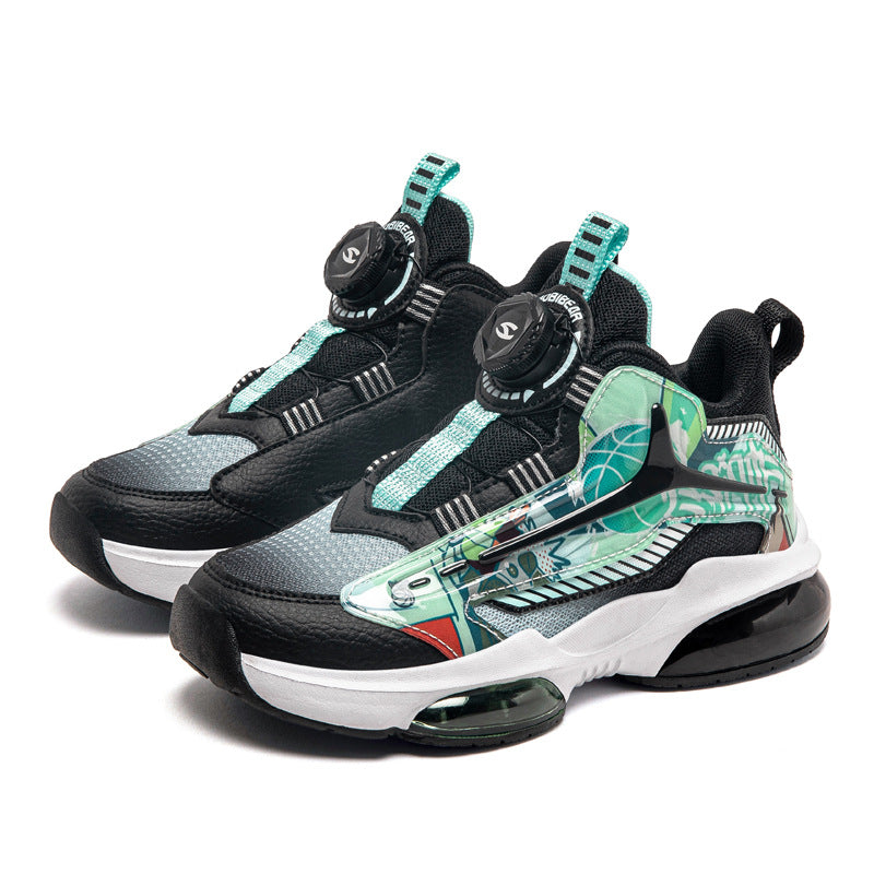 Children's Basketball Breathable Rotating Buckle Boys Big Kid's Sneakers