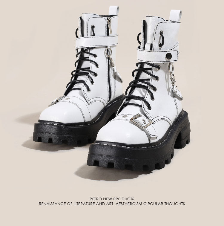 British Style Thick Bottom Height Increasing Boots