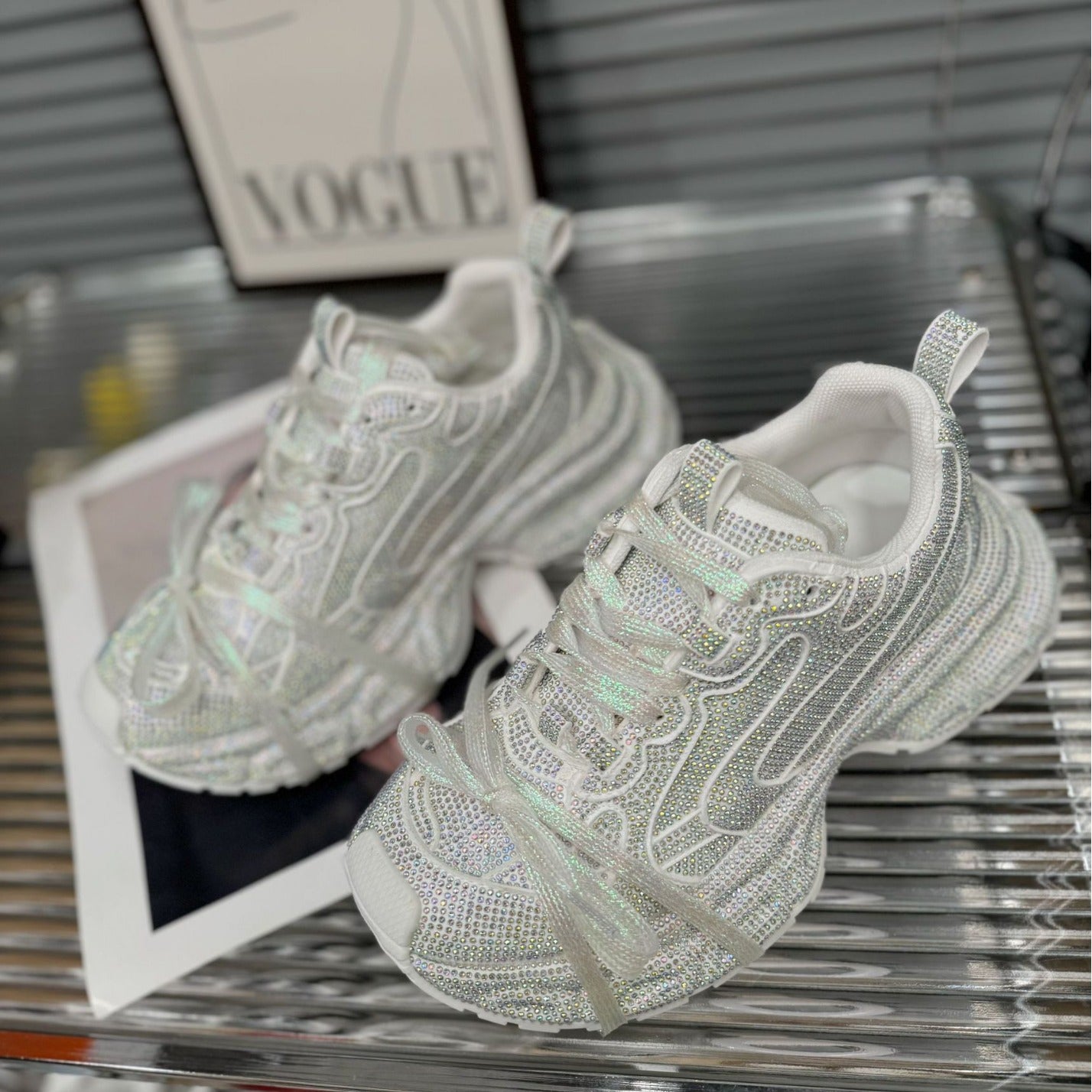 Women's Starry Rhinestone Platform Dad Spring Fashionable Casual Shoes