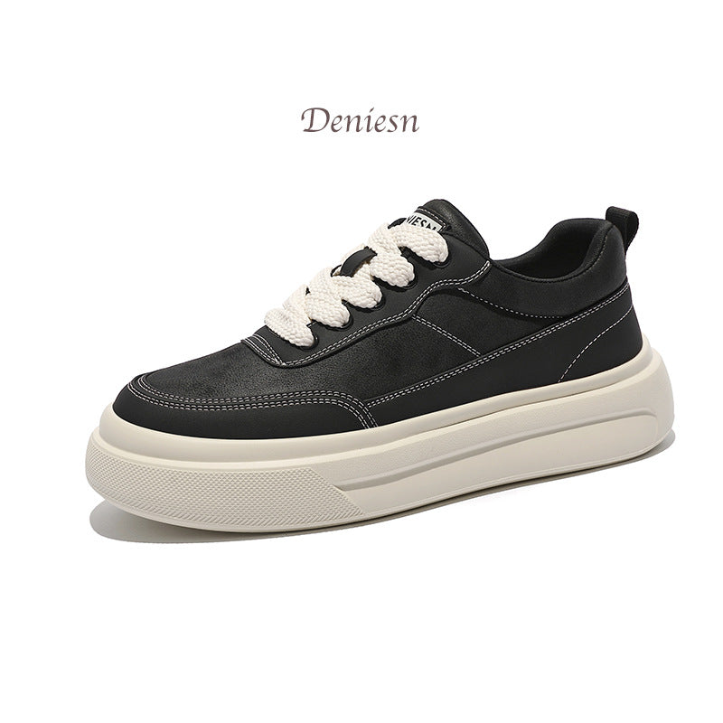 Men's White Style Platform Height Increasing Vintage Men's Board Shoes