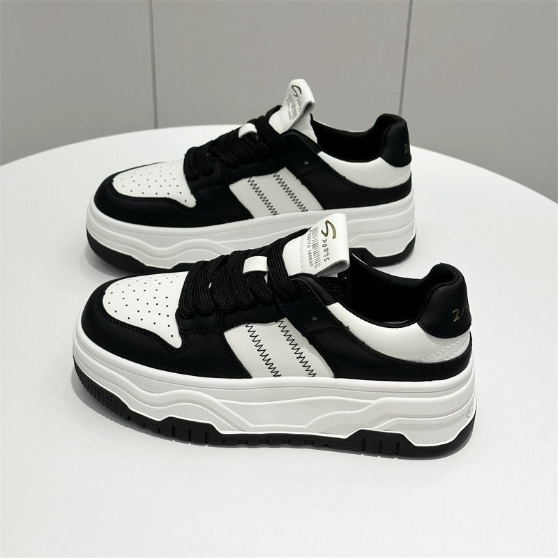 Women's Platform White Spring Black Lightweight Trendy Sneakers