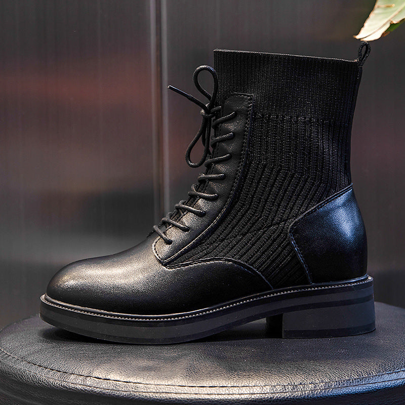 Women's Martin Autumn Thick Bootie Socks Platform Boots