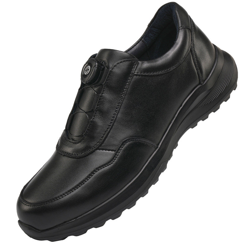 Men's Sports First Layer Cowhide Automatic Button Leather Shoes