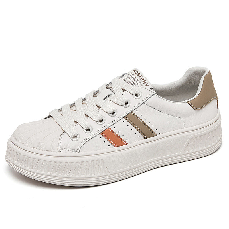 Women's Genuine Shell Head White Autumn Korean Casual Shoes