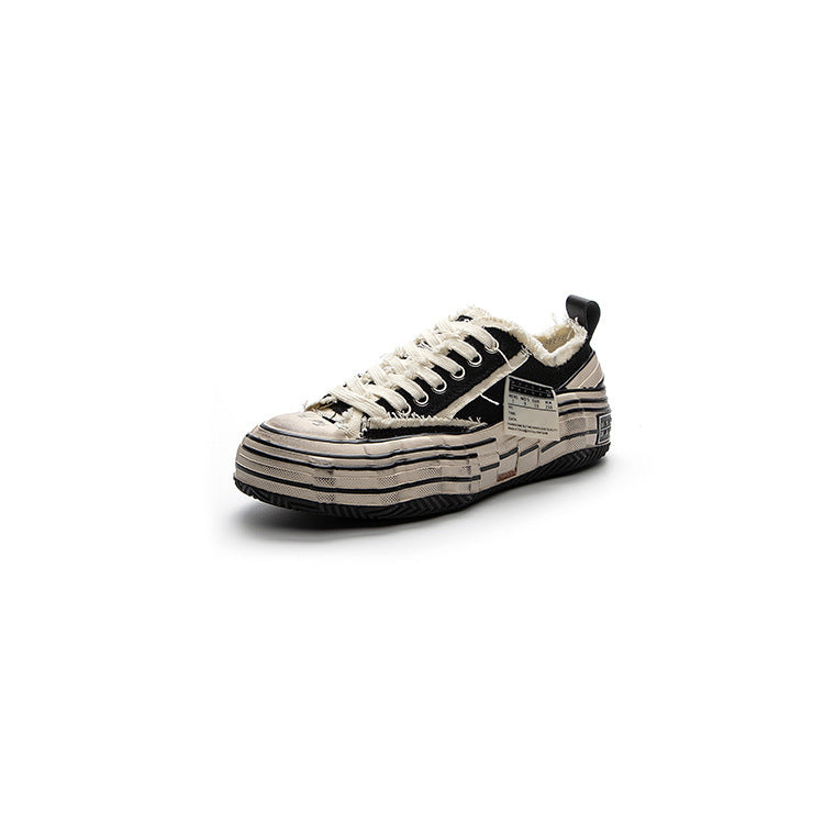 Women's Beggar Summer Board Distressed Cork Dirty Canvas Shoes
