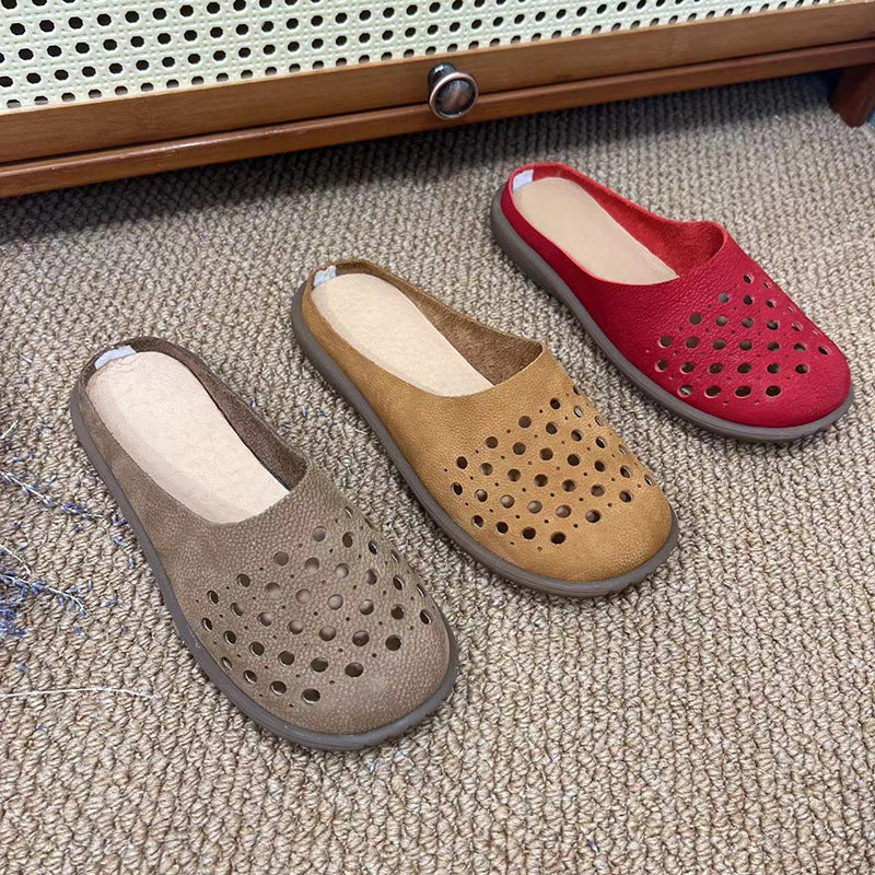 Women's Platinum Mori Style Retro Flat Outdoor Sandals