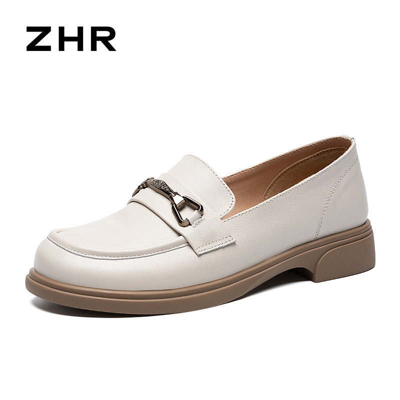 Women's & Men's The First Layer Cowhide Autumn Temperament Wild Women's Shoes