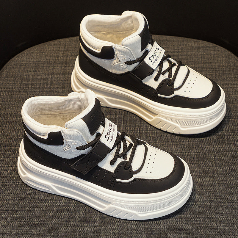 Women's Autumn Genuine White Thick Bottom Platform Sneakers