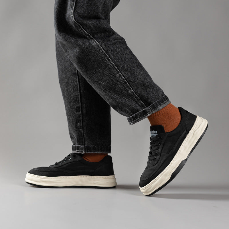 Men's Breathable Cloth Retro Platform Slip On Canvas Shoes