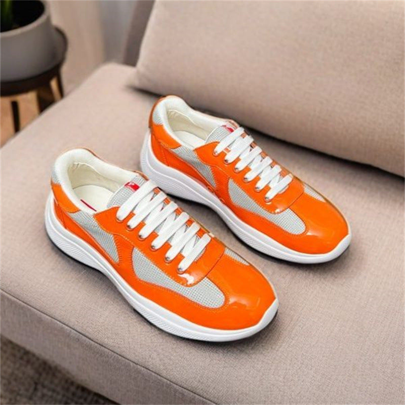 Men's P Home Shiny Patent Fashion Exercise Board Breathable White Men's Casual Shoes