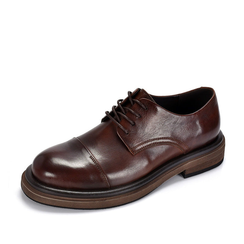 Men's Retro Handmade Leisure Platform Wedding Three Joint Leather Shoes