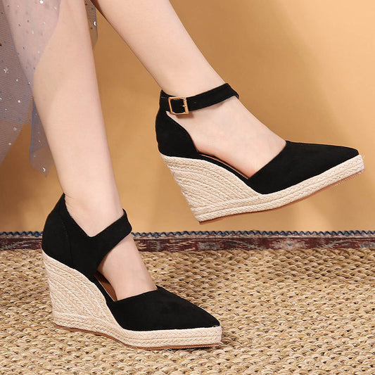 Women's Toe Wedge Pumps Platform High Hollow Sandals