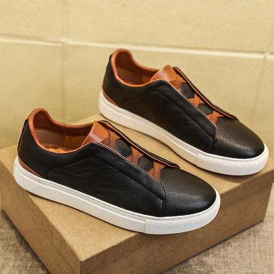 Men's Top Layer Cowhide Four Korean Versatile Leather Shoes