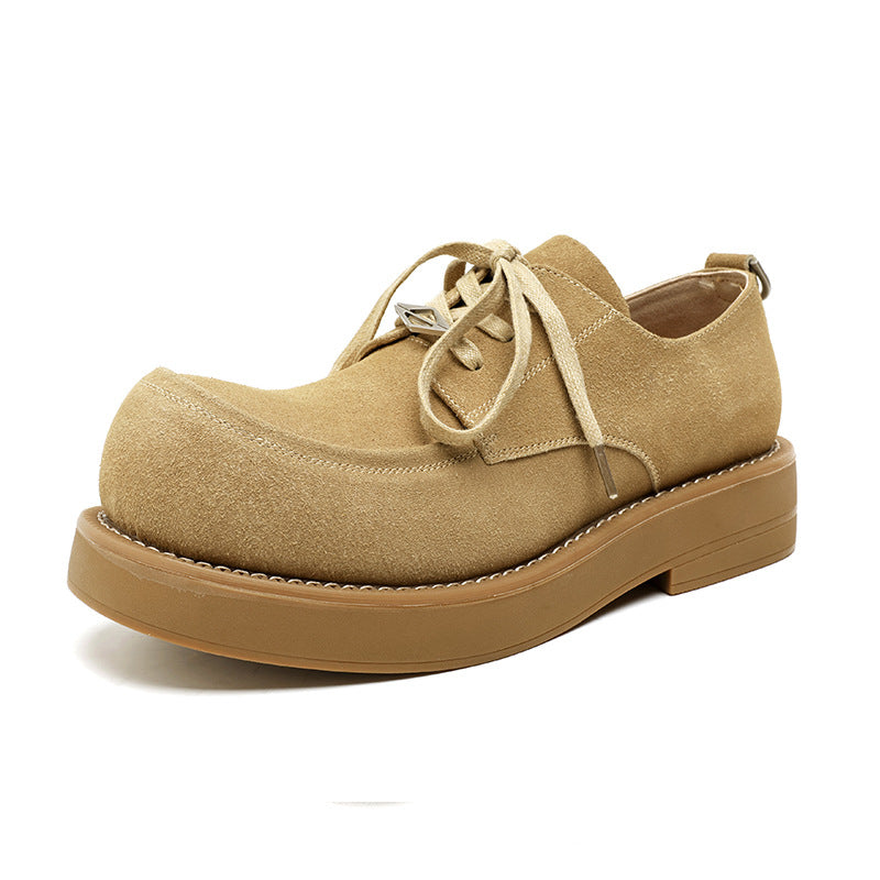 Men's Big Head Suede Worker Thick-soled Height Increasing Leather Shoes