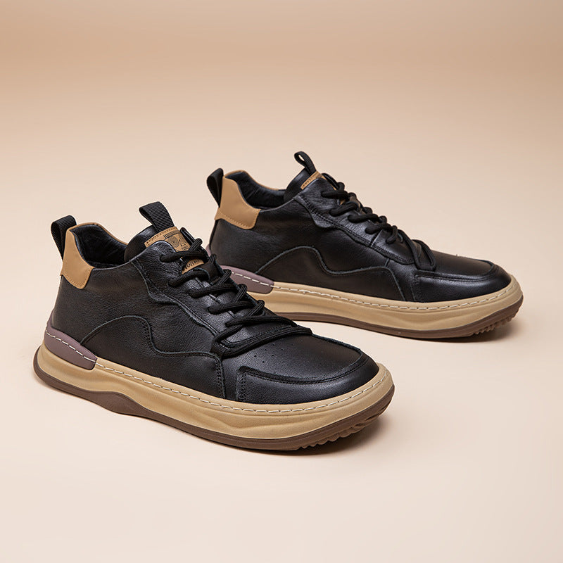 Men's Cowhide Board Autumn Cotton Plus Veet Men's Casual Shoes