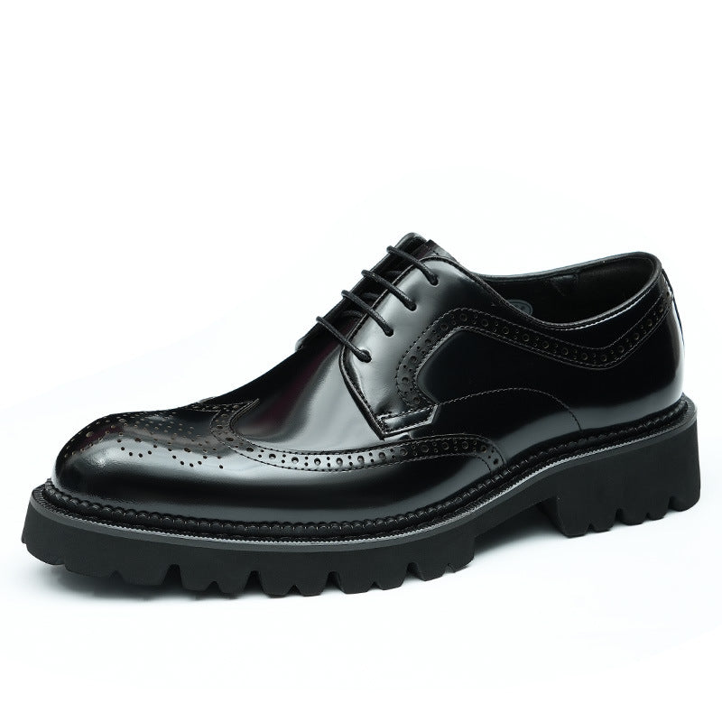 Men's Patent Glossy British Style Carving Brogue Leather Shoes