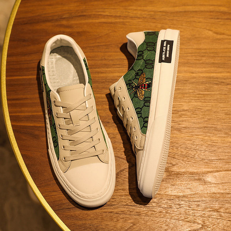Men's Korean Fashionable White Summer Breathable Canvas Shoes
