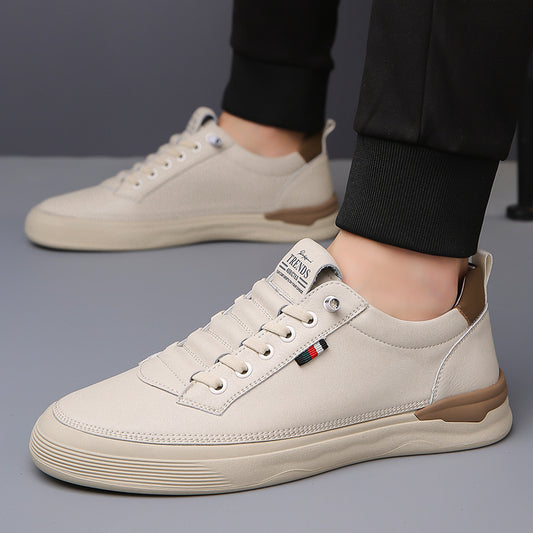Men's Autumn Breathable Genuine Soft Bottom Cutout Leather Shoes