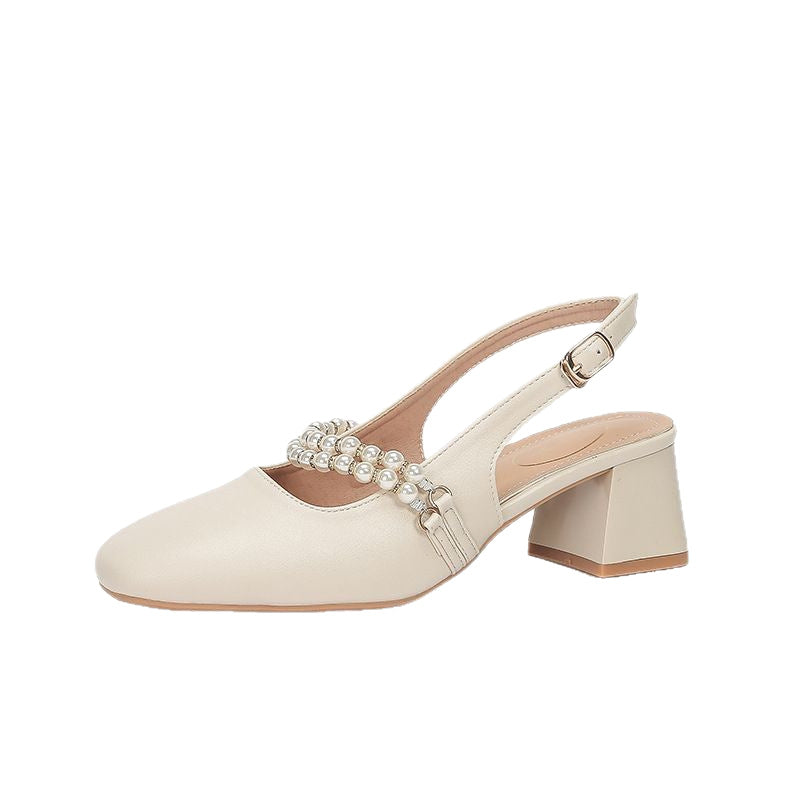 Women's Genuine Office Outer Wear Closed Back Heels