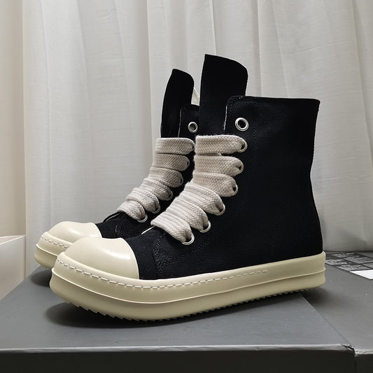 Women's & Men's Spring Thick-soled Wide Shoelaces Round Head Ankle Boots