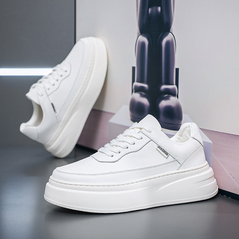 Men's Thick-soled Breathable Thin White Height Increasing Sneakers