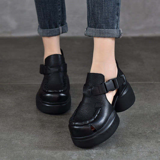 Women's Price Platform Genuine Hollow Roman Top Layer Sandals
