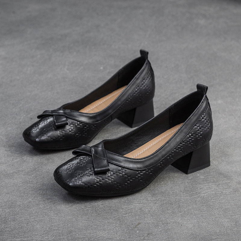 Women's Thick With British Style Pumps Temperament Casual Shoes