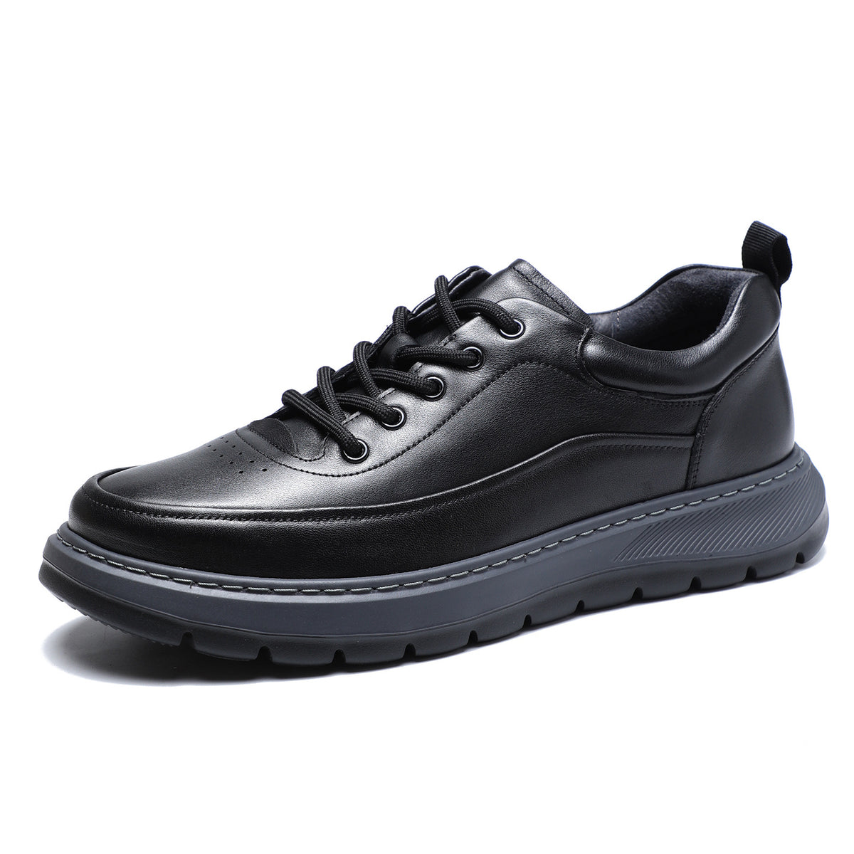 Men's Spring First Layer Cowhide Breathable Lightweight Solid Platform Soft Surface Men's Board Shoes