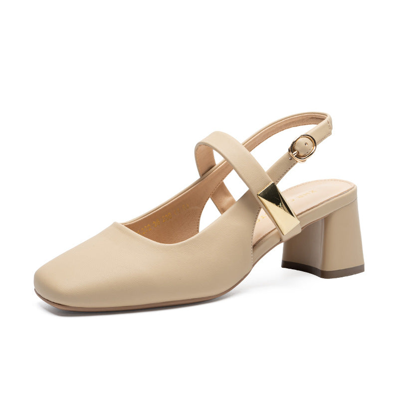 Closed Toe Fashion Low-cut Single Commuter Heels