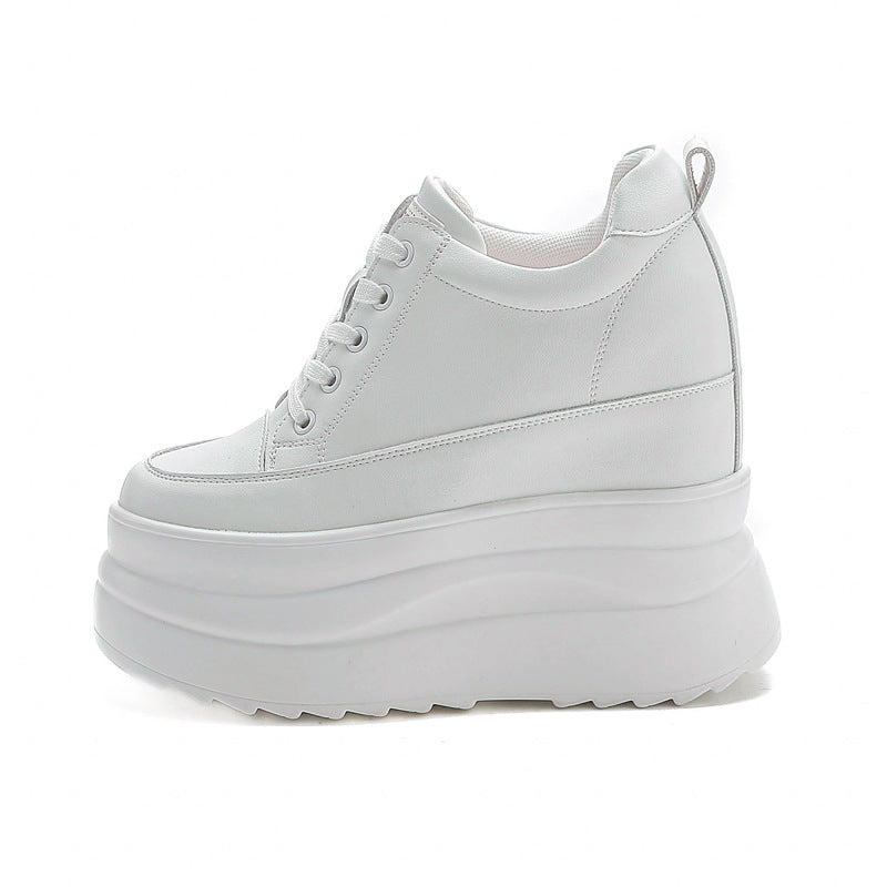 Women's High Spring Lace Up Small Wedge Casual Shoes