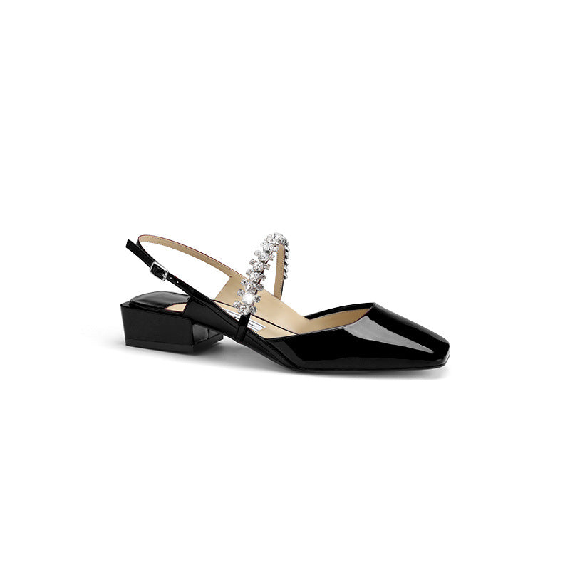 Sweet Spring Day Exquisite Diamond Band Back Empty Sandals