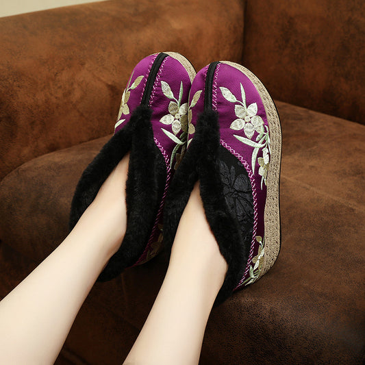 Women's Thick-soled Ethnic Embroidered Trendy Slip-on Women's Shoes