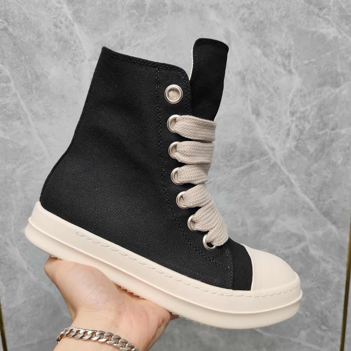 Women's & Men's Black Fashion Thick Bottom Simple Trendy Couple Sneakers