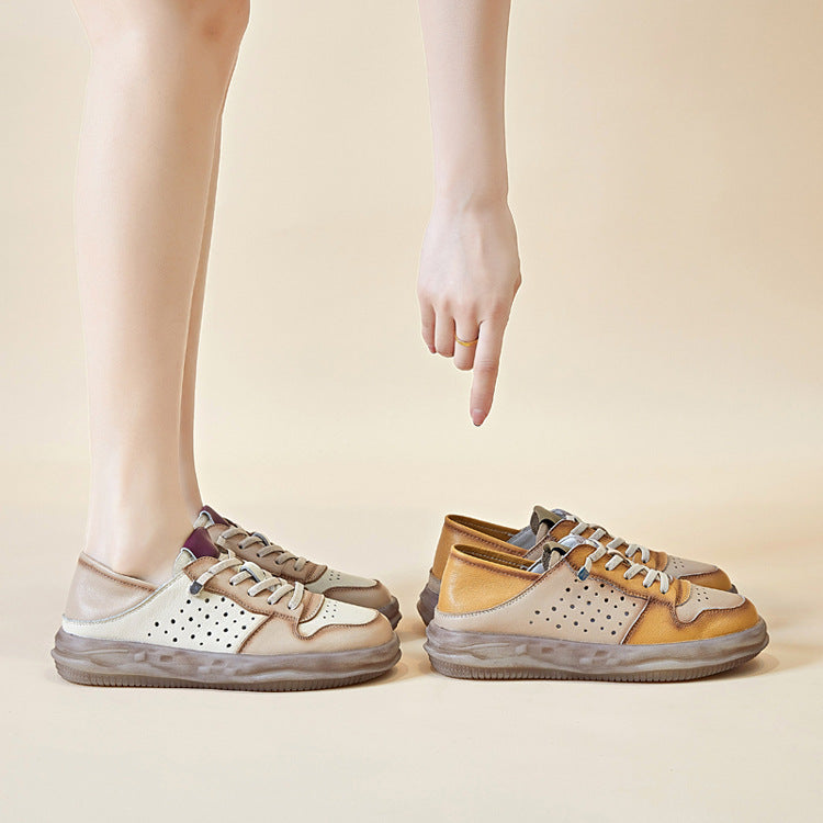 Women's Two-way Wear Genuine Color Matching Flat Casual Shoes