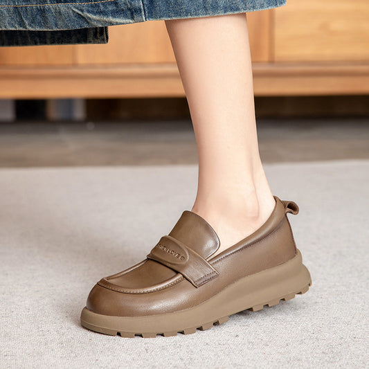 Women's British Style Authentic Platform One Pedal Comfortable Loafers