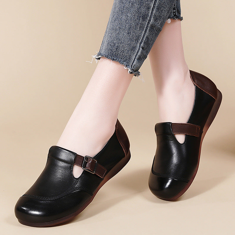 Women's Comfortable Genuine Single Soft Bottom Breathable Flat Not Tired Women's Casual Shoes