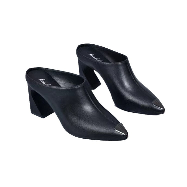 Women's Half Pointed Summer Outer Wear Chunky Non Heels