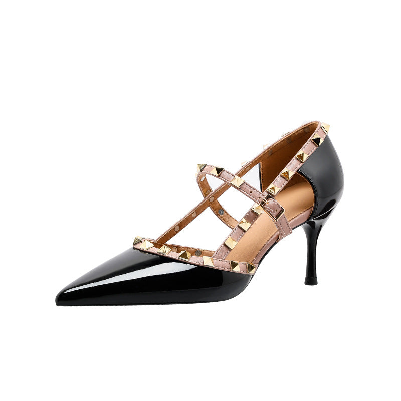 Women's Rivets Nude High Gift Stiletto Temperament Heels